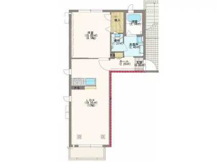 ヴィアソーレ高坂(1LDK/1階)の間取り写真