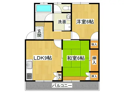 中高津アーバンハイツA(2LDK/2階)の間取り写真