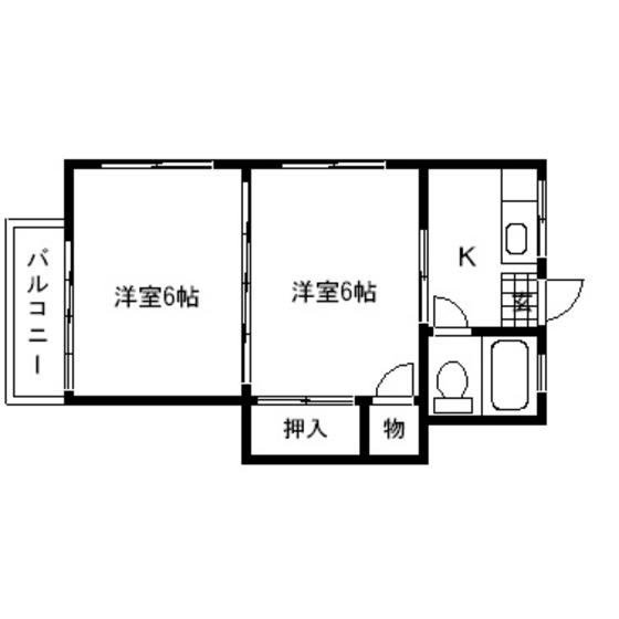 アーバンハイツ中江(2K/2階)の間取り写真