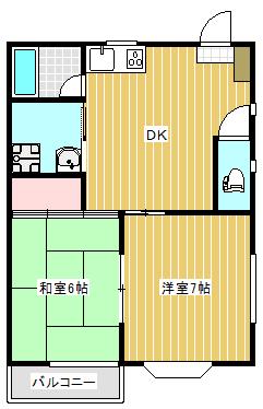 コーポ葉月(2DK/1階)の間取り写真