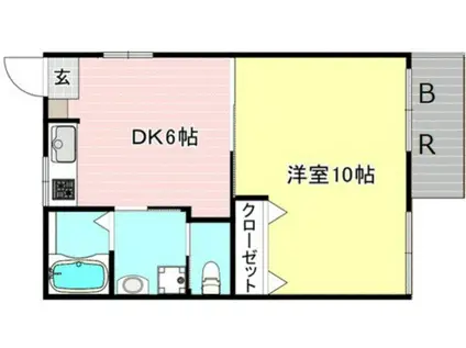 シャトーコトブキ(1DK/2階)の間取り写真