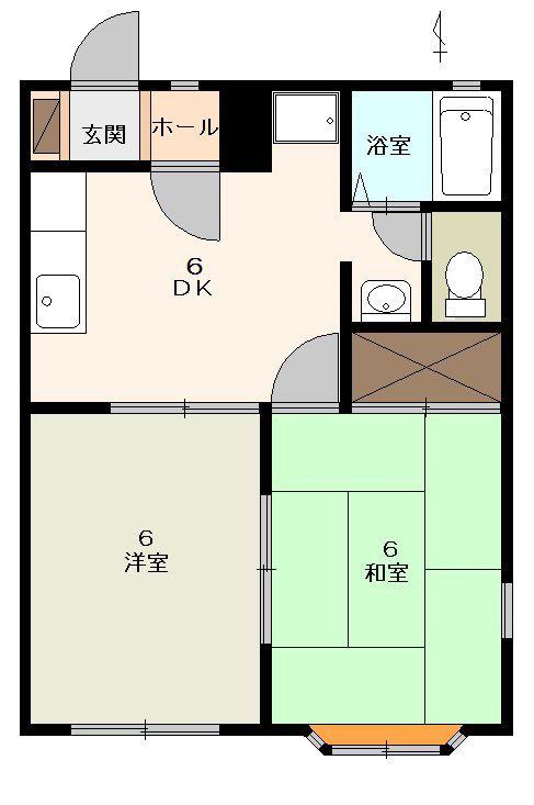 コーポコスモス(2DK/1階)の間取り写真