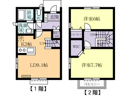 グラシューズ(2LDK/1階)の間取り写真