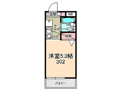 スカイハイム松井(ワンルーム/3階)の間取り写真