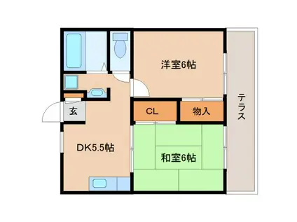 エステートピアドミール(2DK/1階)の間取り写真