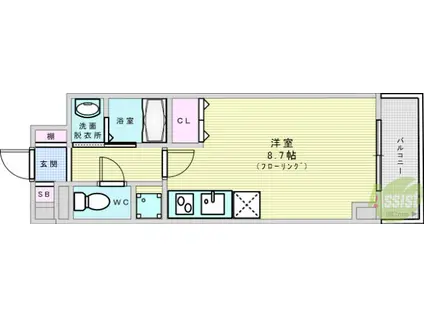 ウィスタリア新北野(ワンルーム/10階)の間取り写真