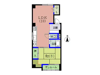 西村コーポ(1LDK/5階)の間取り写真