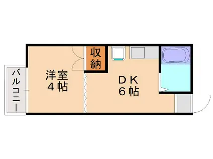 山栄ビル(1DK/3階)の間取り写真