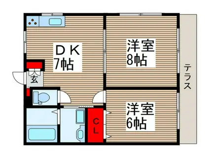 ピタアタ清瀬(2DK/1階)の間取り写真