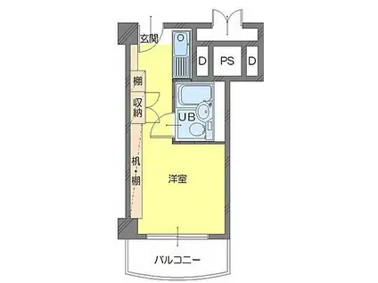ユニハイツ勝どき(ワンルーム/3階)の間取り写真