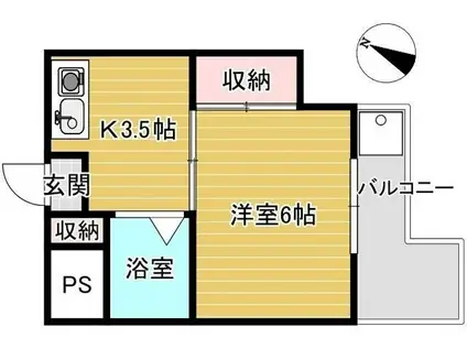 サンパレス堀之内(1K/4階)の間取り写真