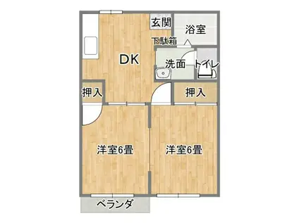 エステ東田(2DK/1階)の間取り写真