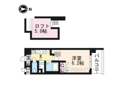 プレサンス京都修学院(1K/4階)の間取り写真