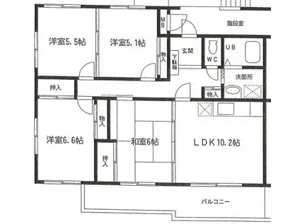 岩田マンションB(4LDK/1階)の間取り写真