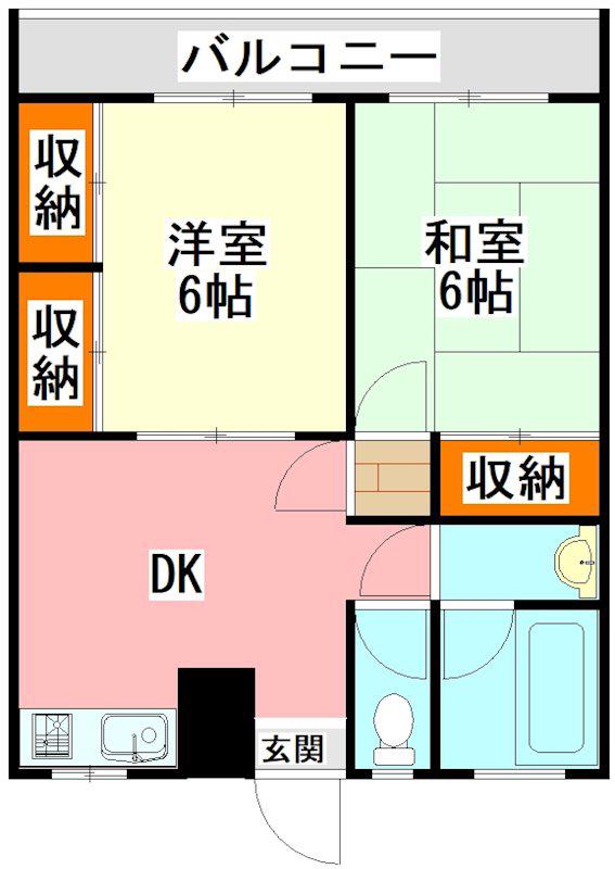 昭和コーポ(2DK/2階)の間取り写真