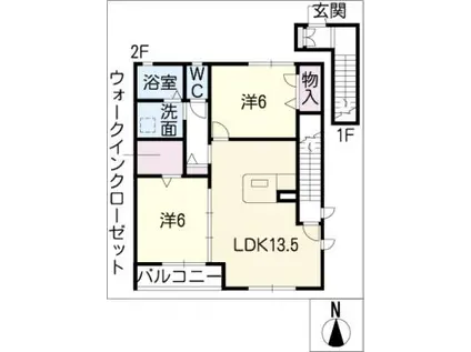 シャーメゾン小幡(2LDK/2階)の間取り写真