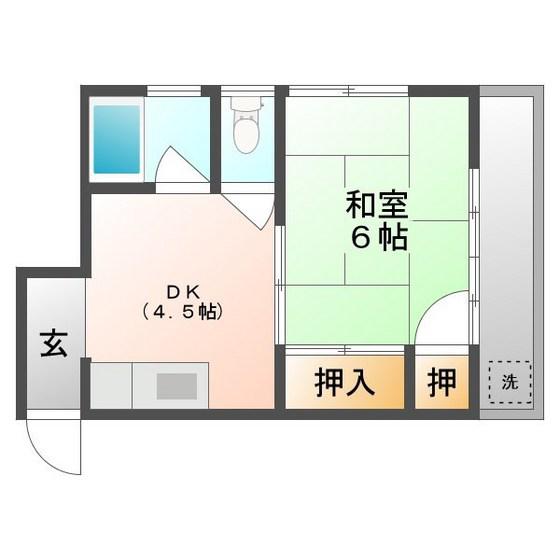 金光コーポ(1DK/2階)の間取り写真