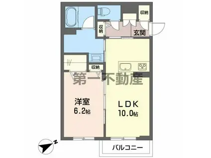 シャーメゾンサラ(1LDK/2階)の間取り写真