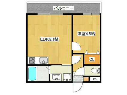 モモヤマハッチ(1LDK/1階)の間取り写真