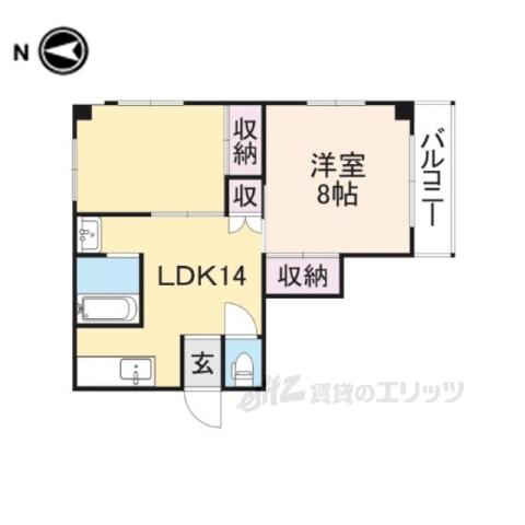サニーハイツ(1LDK/4階)の間取り写真