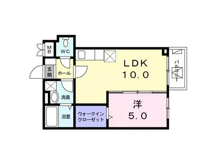 メゾンクレール(1LDK/4階)の間取り写真