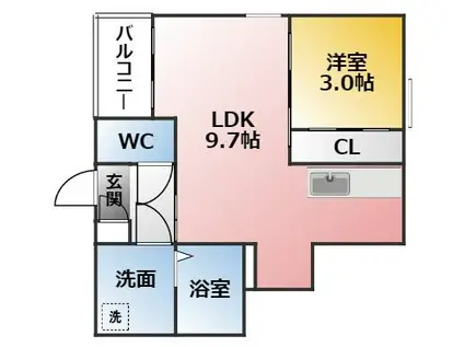 REGALEST DE ささしま(1LDK/1階)の間取り写真