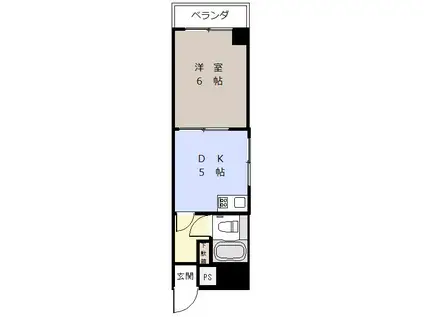 セブンスターマンション上野(1DK/6階)の間取り写真