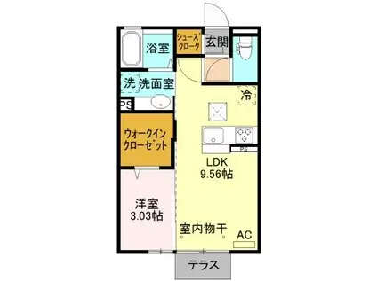 ハウ オリ ハレ(1LDK/2階)の間取り写真