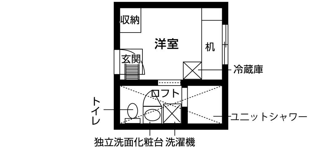 中央ラインハウス小金井(ワンルーム/1階)の間取り写真