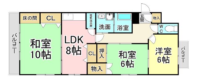 ミリオンコーポラス白菊(3LDK/8階)の間取り写真