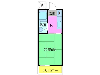 コーポフクヤ(1K/2階)の間取り写真