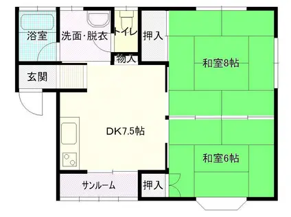 サンライズ美園(2DK/2階)の間取り写真