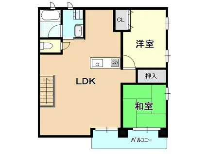 コウジィコートI番館(1SLDK/2階)の間取り写真