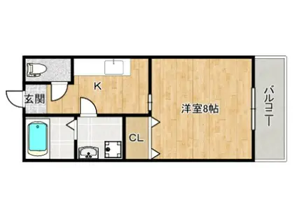 サンモール野神II(1K/1階)の間取り写真