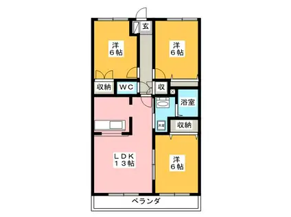 スプリング デイ ハイツ(3LDK/1階)の間取り写真