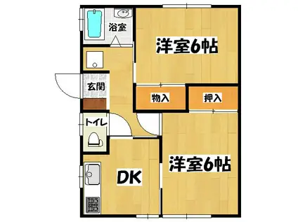 コスモピアII(2DK/1階)の間取り写真