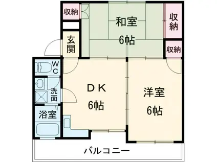 レーベンハイツ中部(2DK/3階)の間取り写真