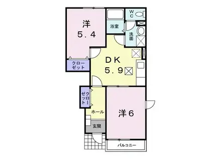 アヴニールVIII(2DK/1階)の間取り写真