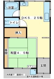 東口アパート(1DK/1階)の間取り写真