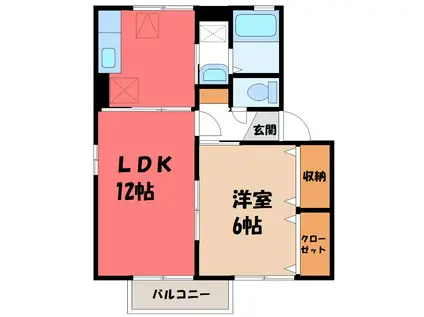 ブル―リーフ A(1LDK/1階)の間取り写真