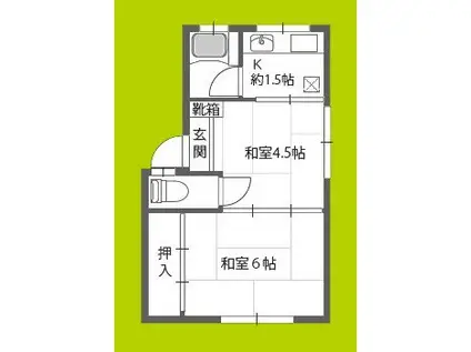 グリーンハイツ(2K/2階)の間取り写真