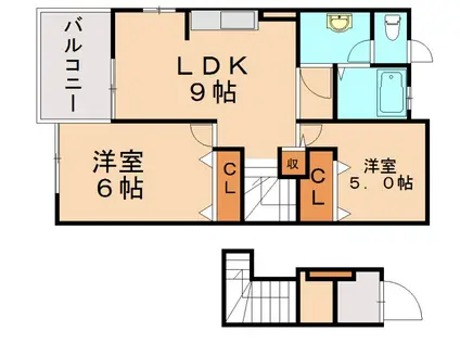 シャルマン・横田B(2LDK/2階)の間取り写真