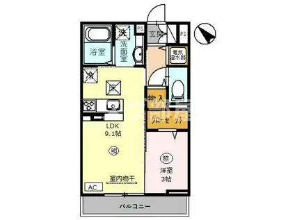 レガシア(1LDK/1階)の間取り写真