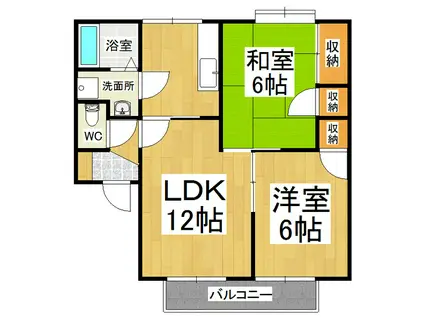 ラ・プレーヌD(2LDK/2階)の間取り写真