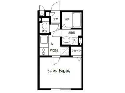 フルール・ド・リス(1K/1階)の間取り写真