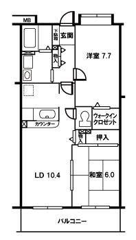 ヴァンテアン(2LDK/1階)の間取り写真