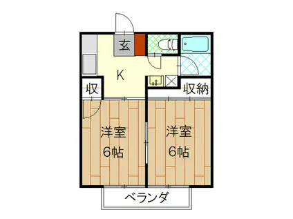 柳町ハイツ(2K/1階)の間取り写真