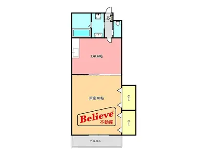 クオリティ平田(1DK/2階)の間取り写真