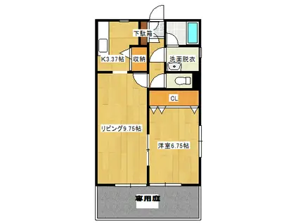CURE新外(1LDK/1階)の間取り写真