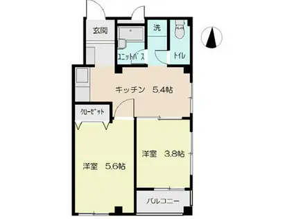 栄町ハイツ(2DK/3階)の間取り写真